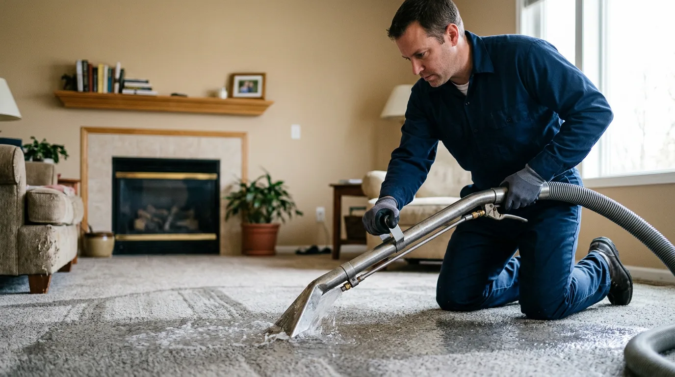 Water damage restoration technician working near Mount Freedom, NJ